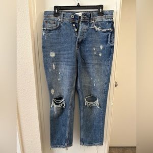Zara Men’s size 30 drop crotch distressed cropped jeans.